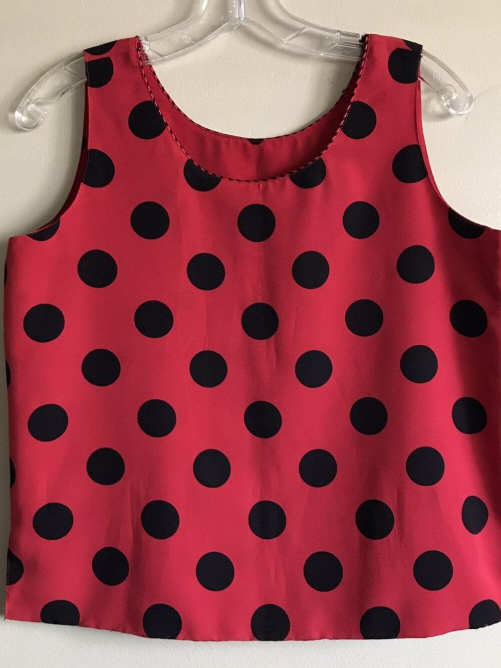 Reversible Red & Black Polka Dot Tank Top No‎ Size Tag Sleeveless Blouse
